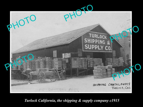 OLD LARGE HISTORIC PHOTO OF TURLOCK CALIFORNIA, THE SHIPPING & SUPPLY Co c1915