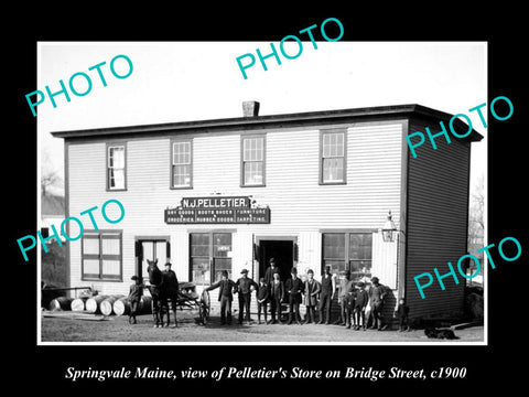 OLD LARGE HISTORIC PHOTO OF SPRINGVALE MAINE, THE PELLETIER GENERAL STORE c1900