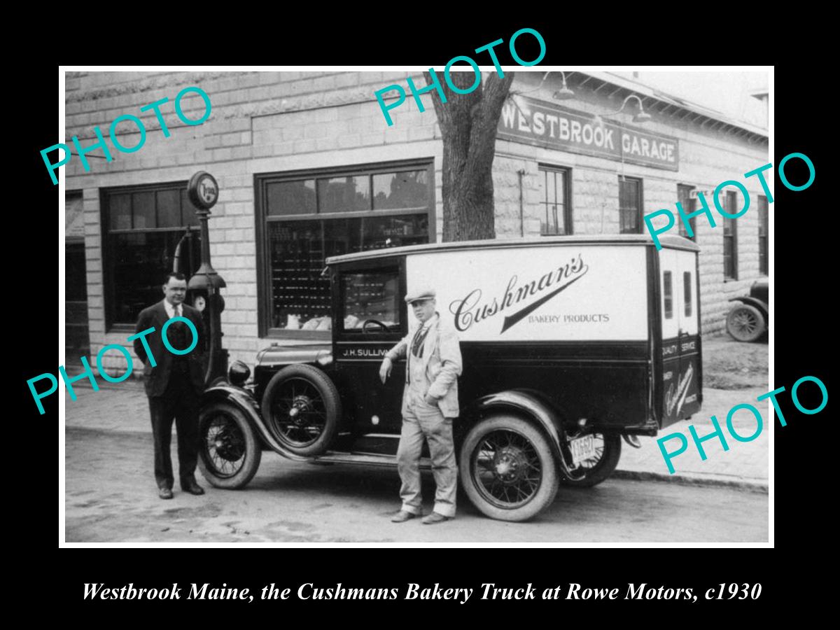 OLD LARGE HISTORIC PHOTO OF WESTBROOK MAINE, THE CUSHMAN BAKERY TRUCK c1930