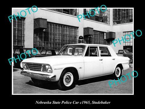 OLD LARGE HISTORIC PHOTO OF NEBRASKA POLICE PATROL CAR, STUDEBAKER c1965