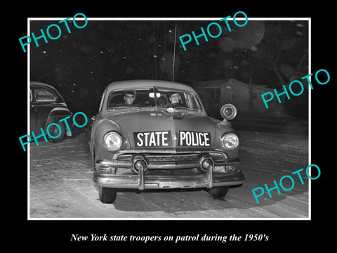 OLD LARGE HISTORIC PHOTO OF NEW YORK STATE POLICE PATROL CAR c1950s