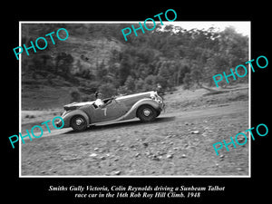 HISTORIC MOTOR RACING PHOTO OF ROB ROY HILL CLIMB, SUNBEAM TALBOT RACE CAR c1948