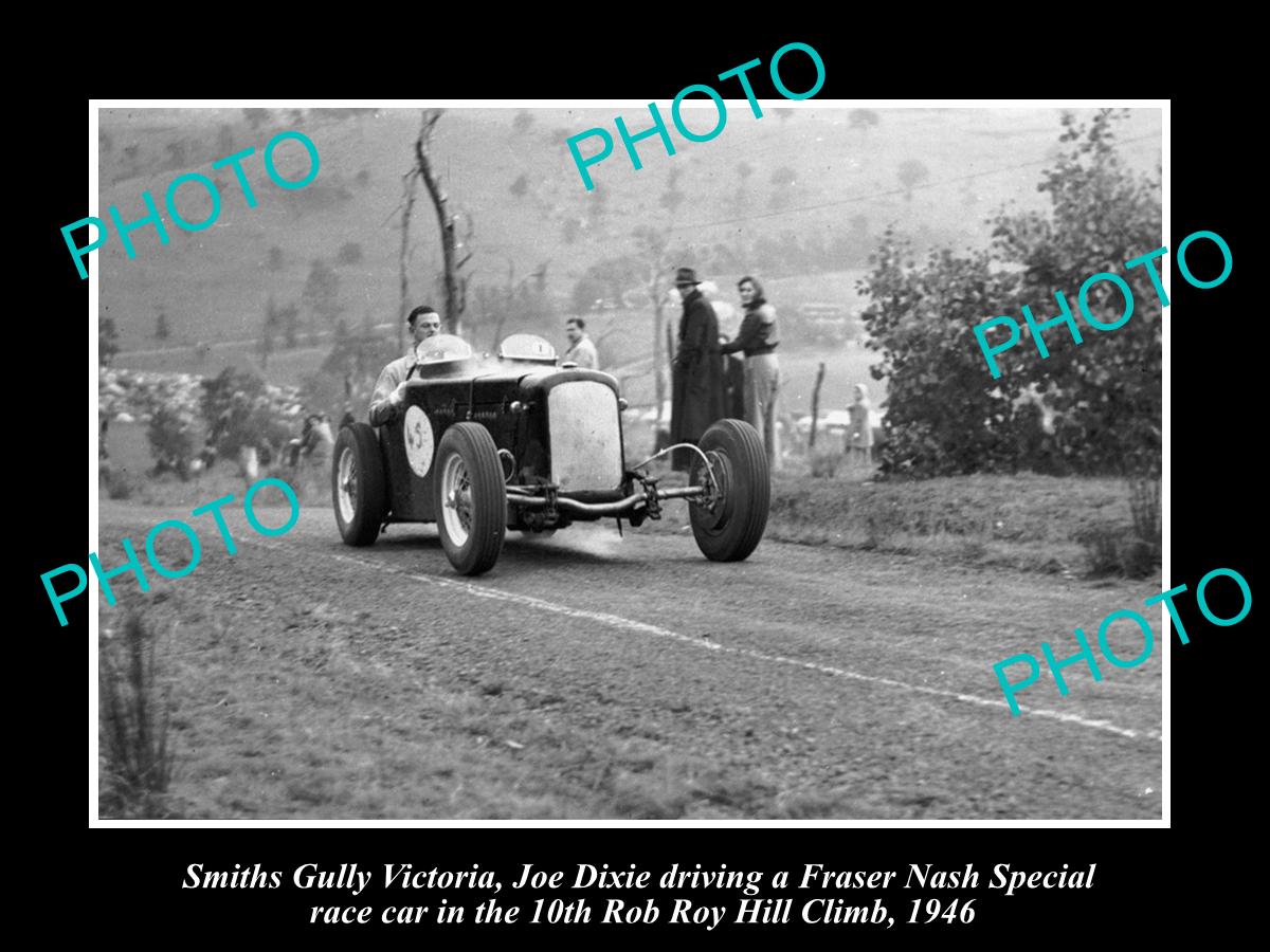 HISTORIC MOTOR RACING PHOTO OF ROB ROY HILL CLIMB, FRASER NASH RACE CAR c1946