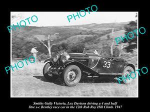 HISTORIC MOTOR RACING PHOTO OF ROB ROY HILL CLIMB, S/C BENTLEY RACE CAR c1947