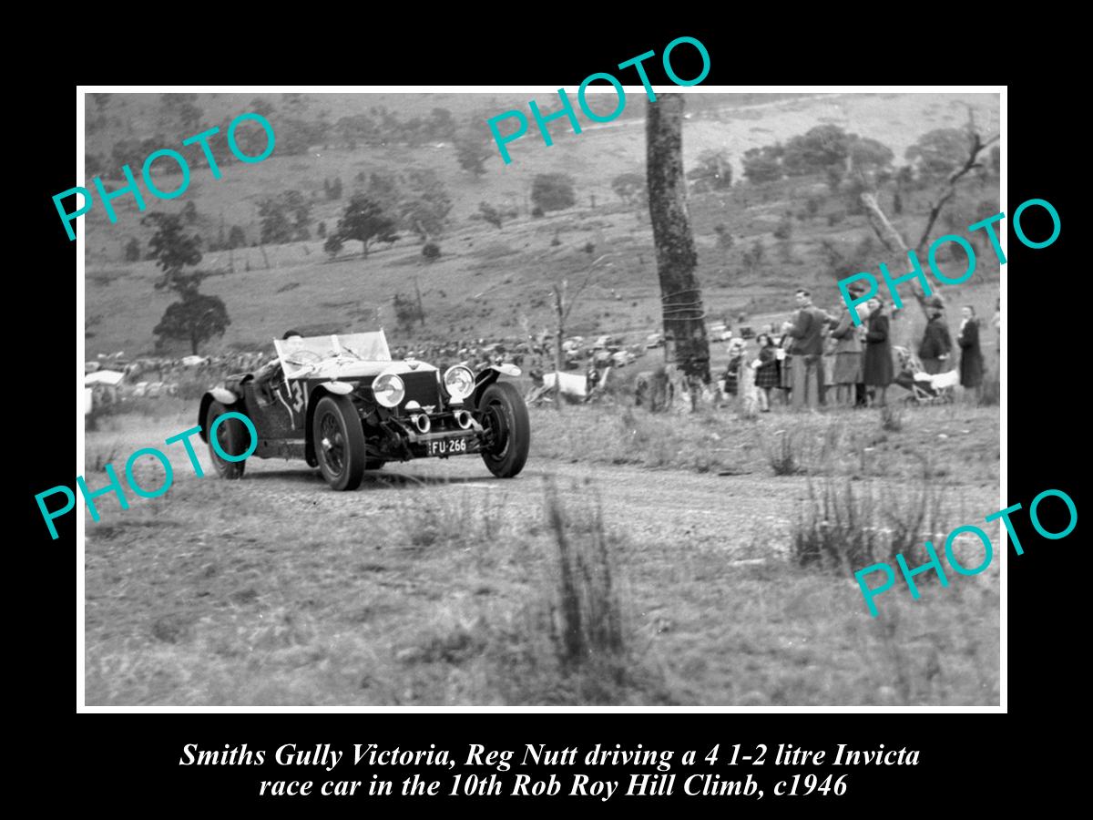 HISTORIC MOTOR RACING PHOTO OF ROB ROY HILL CLIMB, INVICTA RACE CAR c1946