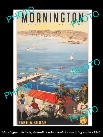 OLD HISTORIC AUST ADVERTISING POSTER, MORNINGTON VICTORIA, TAKE A KODAK c1940