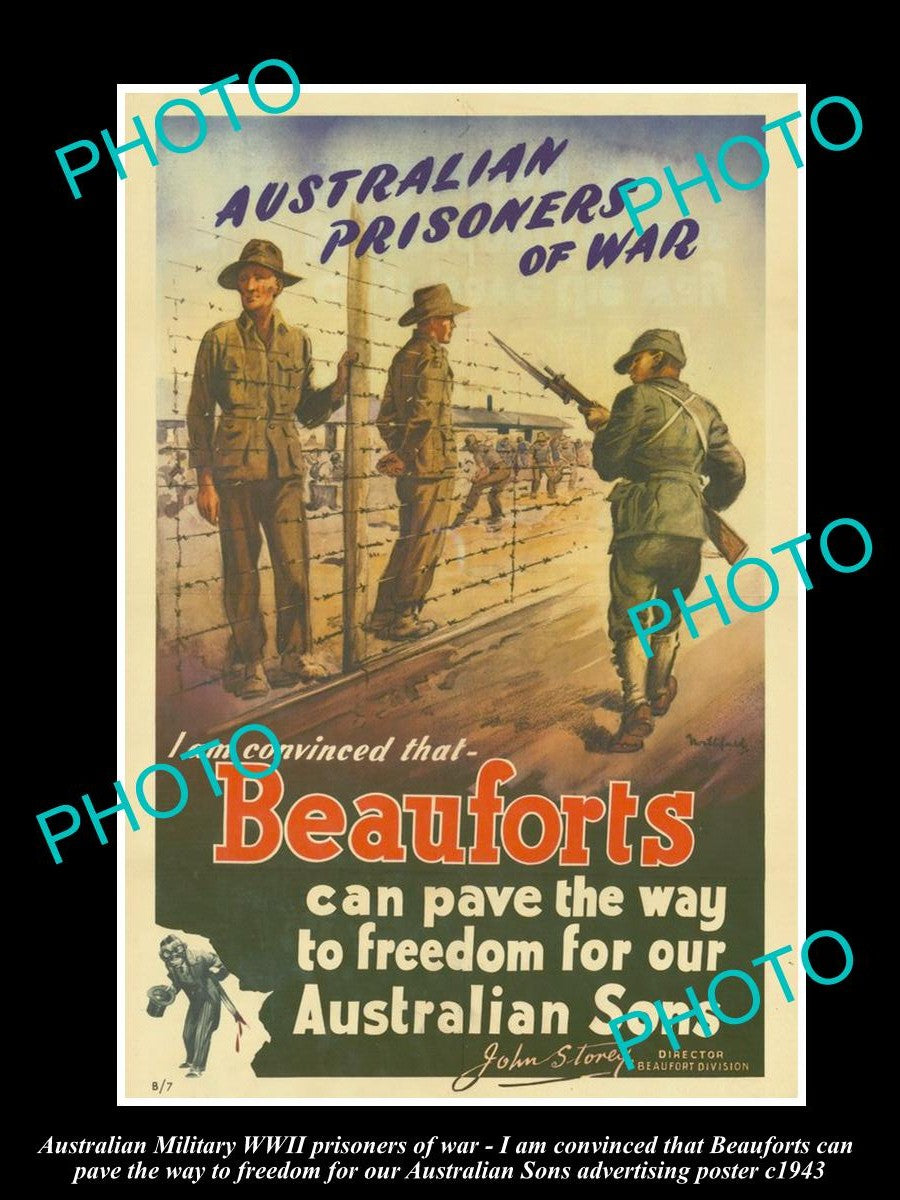 HISTORIC AUSTRALIAN ANZAC WWII MILITARY POSTER, FREE PRISONERS OF WAR c1943