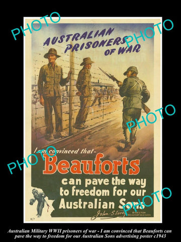 HISTORIC AUSTRALIAN ANZAC WWII MILITARY POSTER, FREE PRISONERS OF WAR c1943