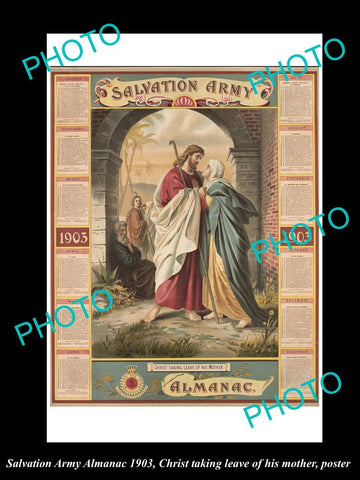 HISTORIC AUSTRALIAN SALVATION ARMY POSTER, CHRIST & HIS MOTHER 1903 ALMANAC