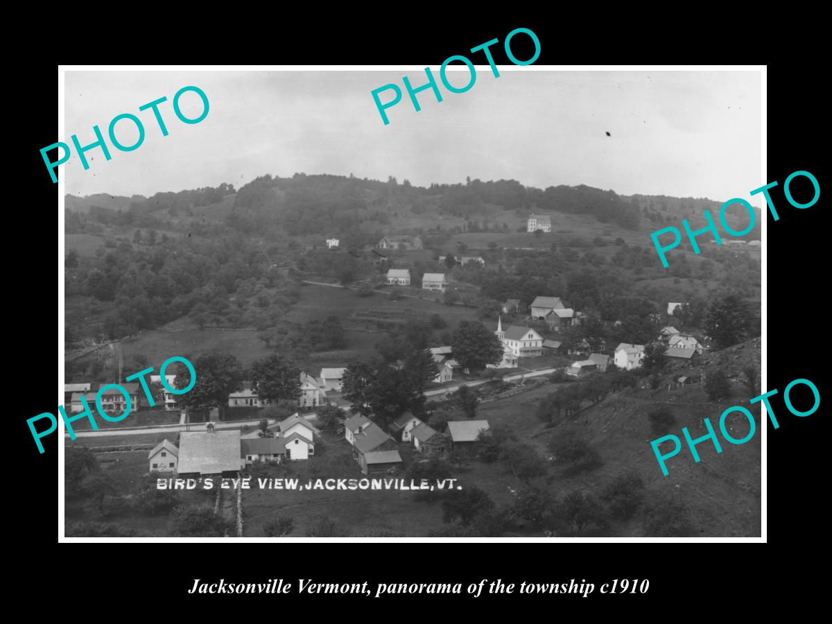 OLD LARGE HISTORIC PHOTO OF JACKSONVILLE VERMONT, PANORAMA OR THE TOWNSHIP c1910