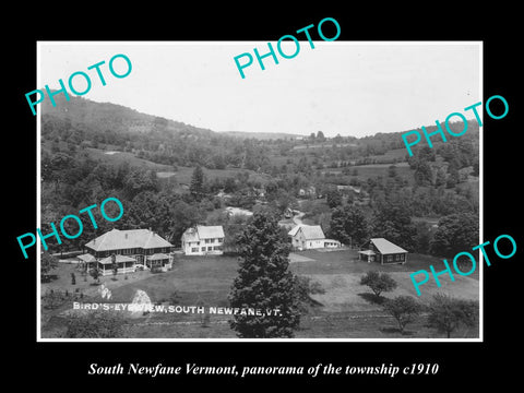 OLD LARGE HISTORIC PHOTO OF SOUTH NEWFANE VERMONT, PANORAMA OR THE TOWN c1910