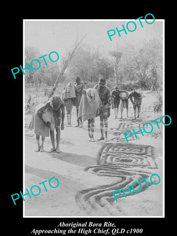 OLD LARGE HISTORIC PHOTO OF ABORIGINAL BORA CEREMONY, THE HIGH CHIEF c1900