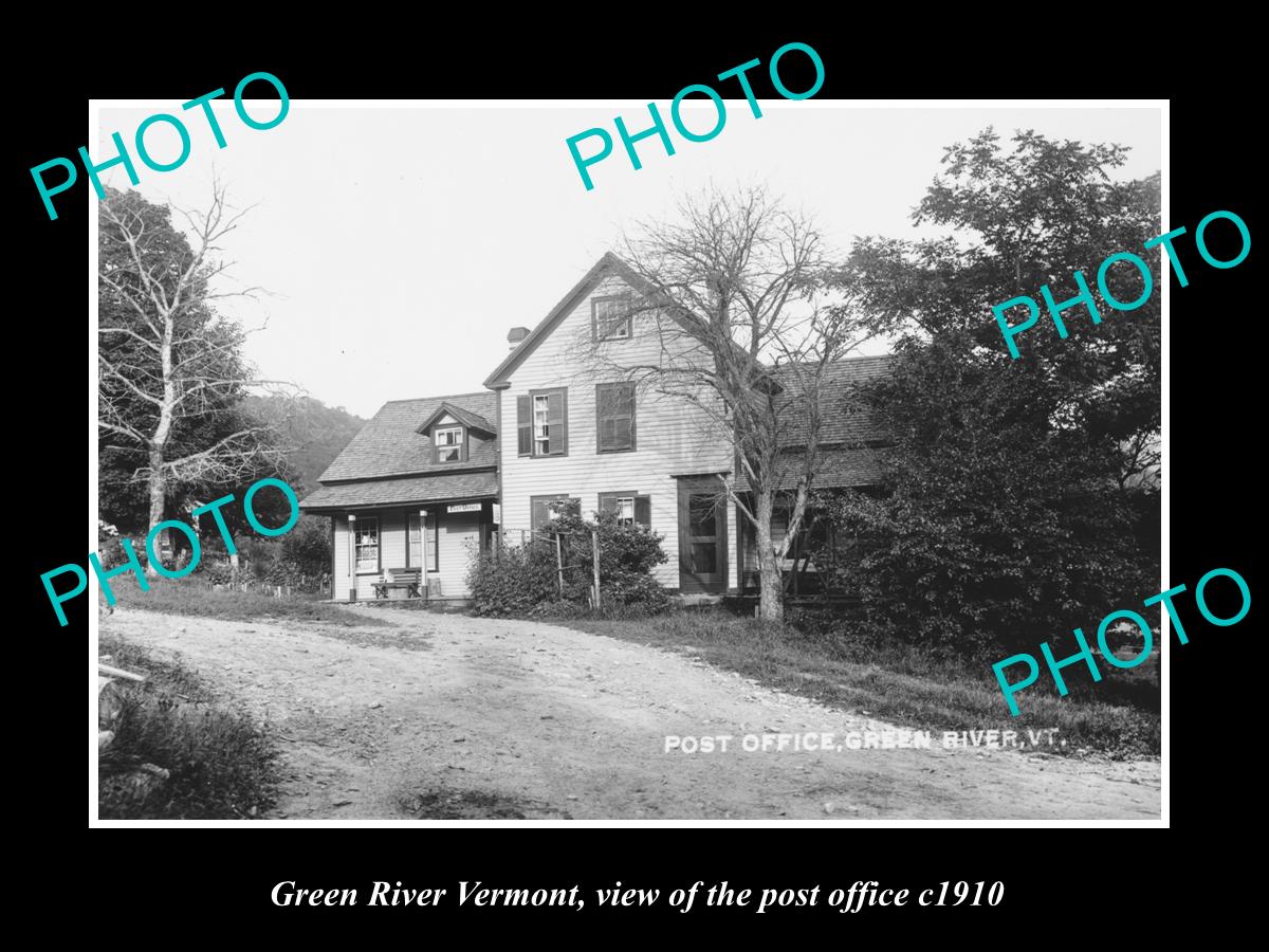 OLD LARGE HISTORIC PHOTO OF GREEN RIVER VERMONT, VIEW OF THE POST OFFICE c1910