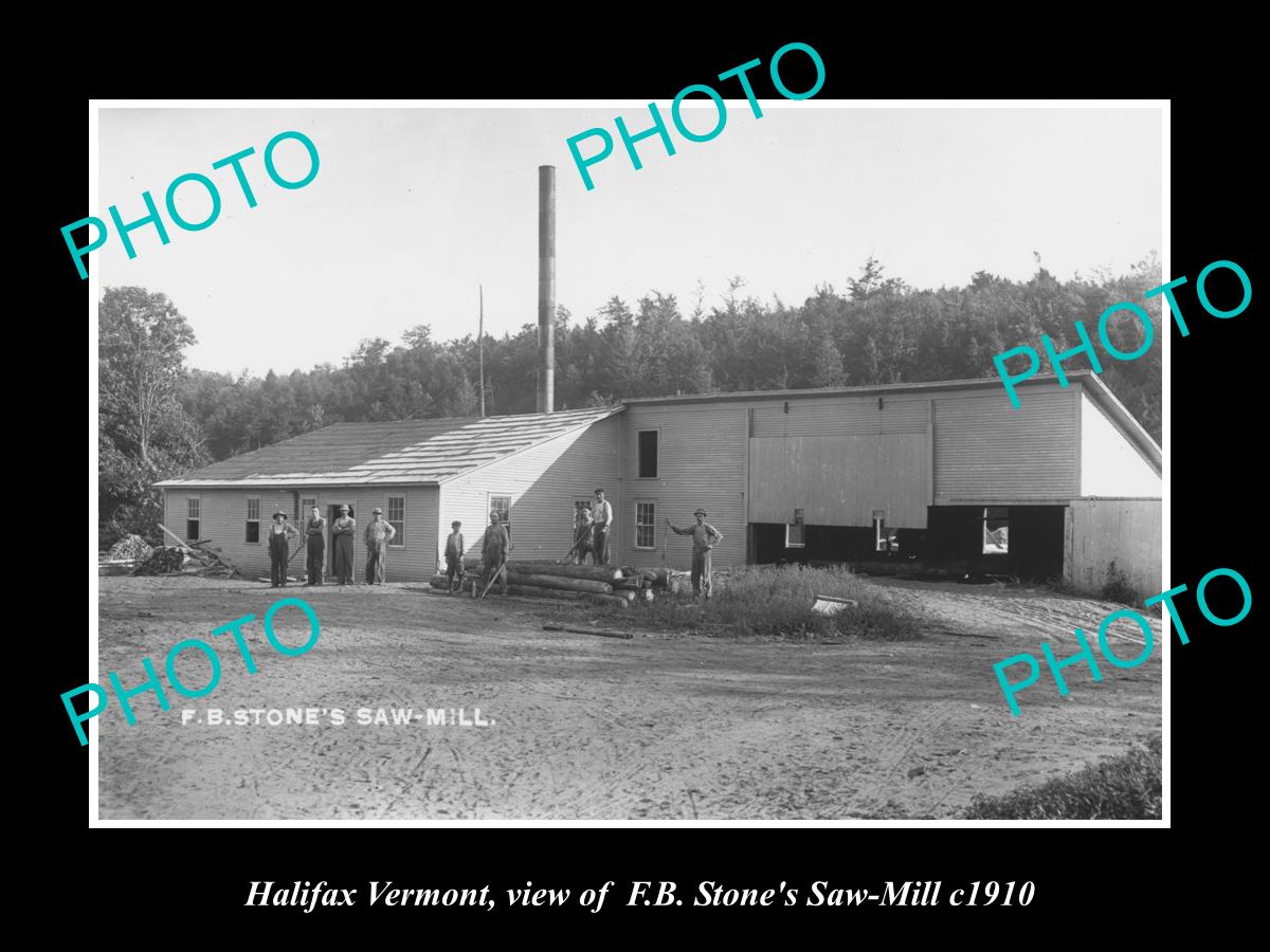 OLD LARGE HISTORIC PHOTO OF HALIFAX VERMONT, VIEW OF STONES SAW MILL c1910