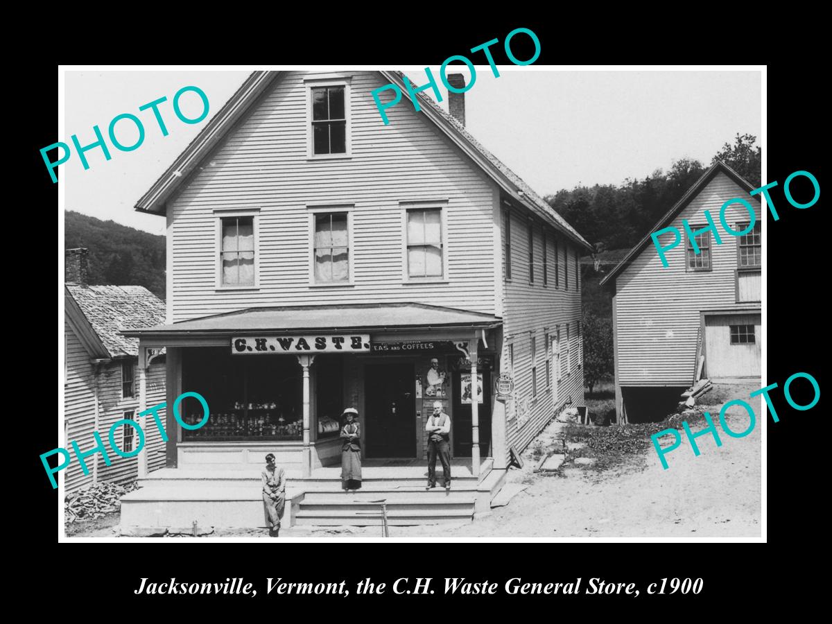 OLD LARGE HISTORIC PHOTO OF JACKSONVILLE VERMONT, THE WASTE GENERAL STORE c1900