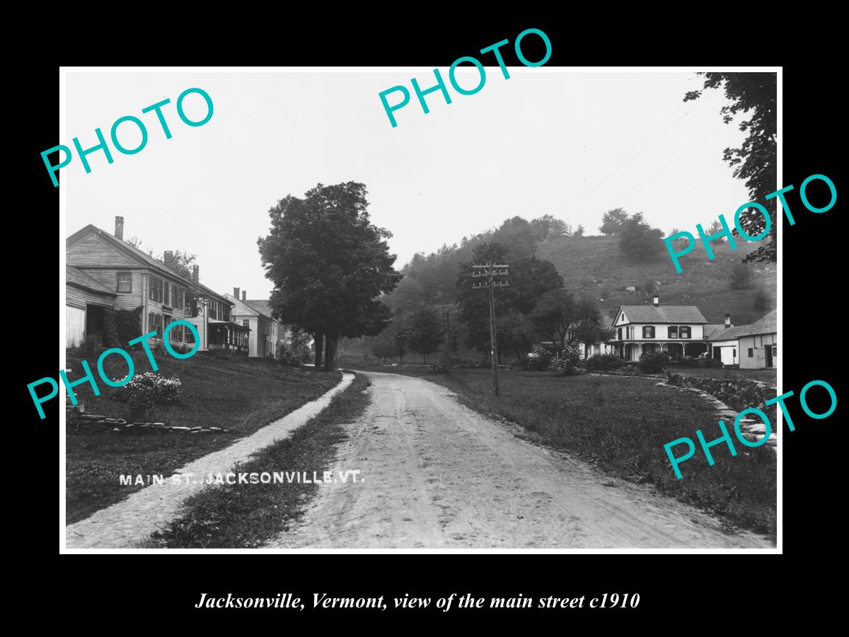 OLD LARGE HISTORIC PHOTO OF JACKSONVILLE VERMONT, VIEW OF MAIN STREET c1910