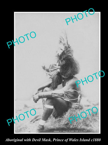 OLD LARGE HISTORIC PHOTO OF ABORIGINAL WARRIOR WITH DEVIL MARK c1880