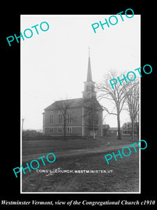 OLD LARGE HISTORIC PHOTO OF WESTMINSTER VERMONT, THE CONGREGATIONAL CHURCH c1910