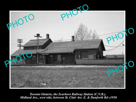 OLD HISTORIC PHOTO OF TORONTO CANADA, VIEW OF THE SCARBORO RAILWAY STATION c1950