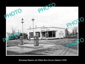 OLD HISTORIC PHOTO OF WYOMING ONTARIO CANADA, WHITE ROSE SERVICE STATION c1950