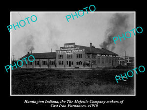 OLD LARGE HISTORIC PHOTO OF HUNTINGTON INDIANA, THE MAJESTIC FOUNDRY c1910