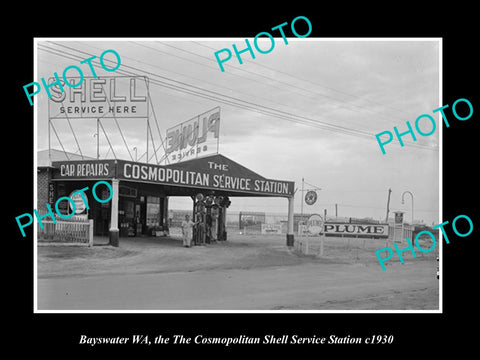 OLD HISTORIC PHOTO OF BAYSWATER WEST AUSTRALIA, SHELL OIL Co PETROL STATION 1930