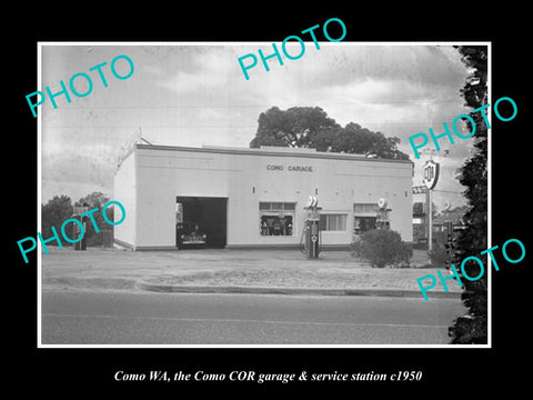 OLD HISTORIC PHOTO OF COMO WEST AUSTRALIA, THE COR OIL Co PETROL STATION 1950