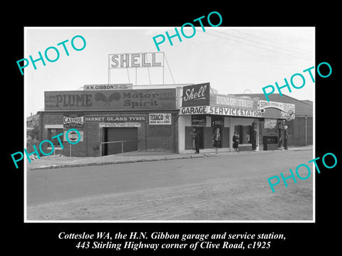 OLD HISTORIC PHOTO OF COTTESLOE WEST AUSTRALIA, SHELL OIL Co PETROL STATION 1925