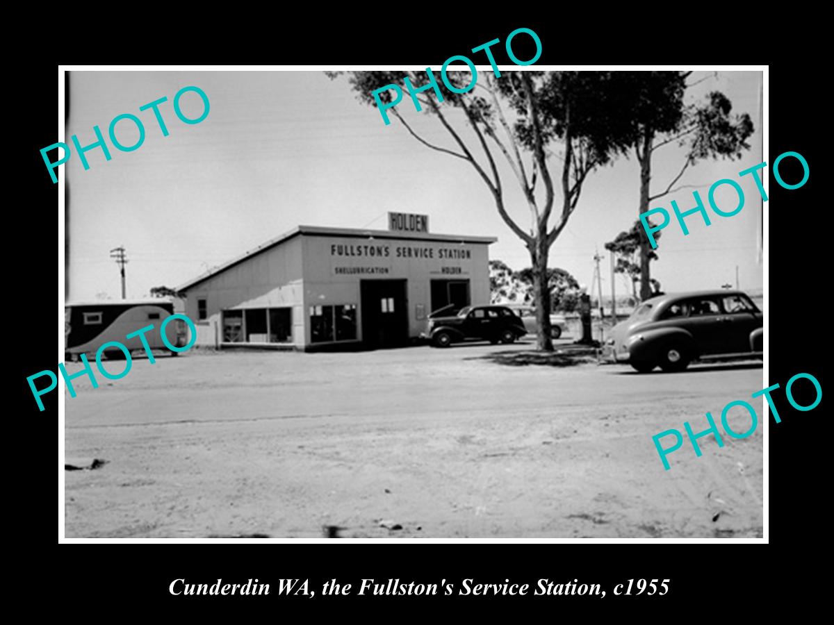 OLD HISTORIC PHOTO OF CUNDERDIN WEST AUSTRALIA, FULLSTONS SERVICE STATION c1955