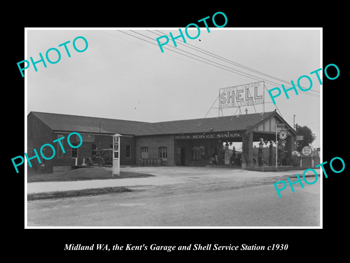 OLD HISTORIC PHOTO OF MIDLAND WEST AUSTRALIA, SHELL OIL Co PETROL STATION 1930