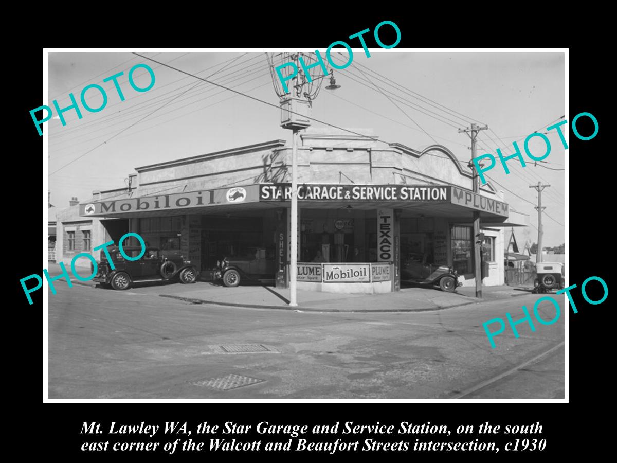 OLD HISTORIC PHOTO OF MT LAWLEY WEST AUSTRALIA, PLUME OIL Co PETROL STATION 1930