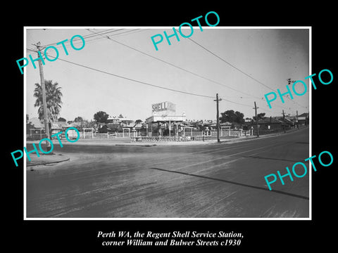 OLD HISTORIC PHOTO OF PERTH  WEST AUSTRALIA, SHELL OIL Co PETROL STATION 1930