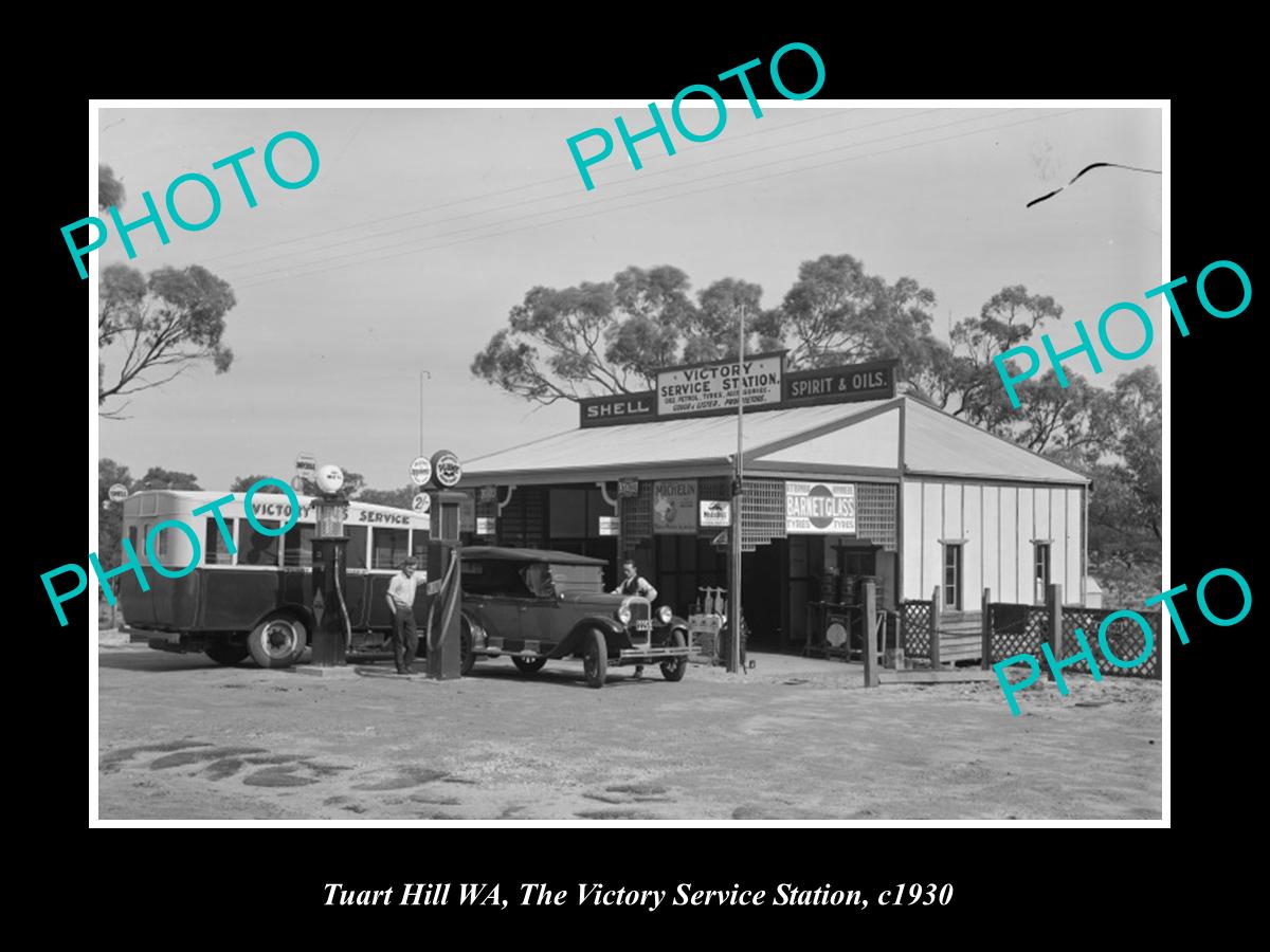 OLD HISTORIC PHOTO OF TUART HILL WEST AUSTRALIA, SHELL OIL PETROL STATION 1930