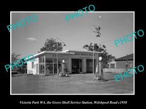 OLD HISTORIC PHOTO OF VICTORIA PARK WEST AUSTRALIA SHELL OIL PETROL STATION 1950