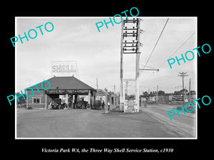 OLD HISTORIC PHOTO, VICTORIA PARK WEST AUSTRALIA SHELL OIL PETROL STATION 1930 1