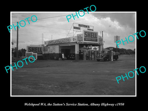 OLD HISTORIC PHOTO OF WELSHPOOL WEST AUSTRALIA, SHELL OIL Co PETROL STATION 1950