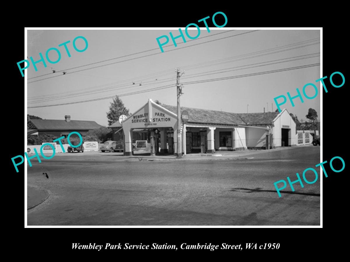 OLD HISTORIC PHOTO OF WEMBLEY PARK WEST AUSTRALIA, THE SERVICE STATION 1950