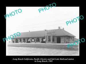 OLD LARGE HISTORIC PHOTO OF LONG BEACH CALIFORNIA, SALT LAKE RAILROAD DEPOT 1905