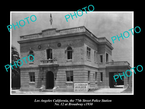 OLD HISTORIC PHOTO OF LOS ANGELES CALIFORNIA, LAPD 77th St POLICE STATION c1930