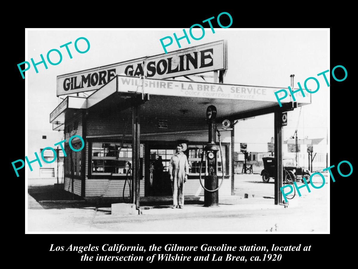 OLD HISTORIC PHOTO OF LOS ANGELES CALIFORNIA,THE GILMORE OIL GAS STATION c1920