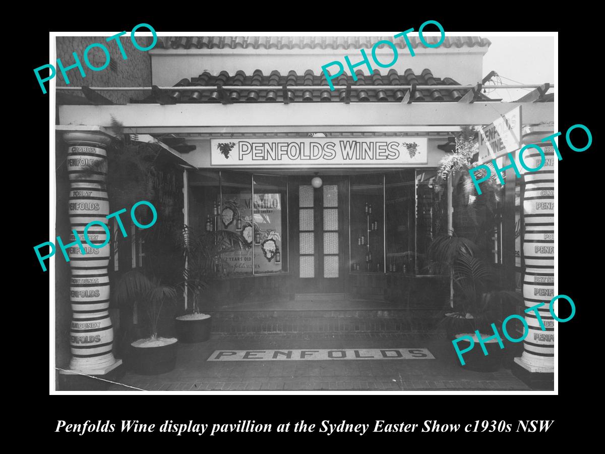OLD LARGE HISTORIC PHOTO OF PENFOLDS WINE DISPLAY PAVILLION, SYDNEY SHOW c1930s