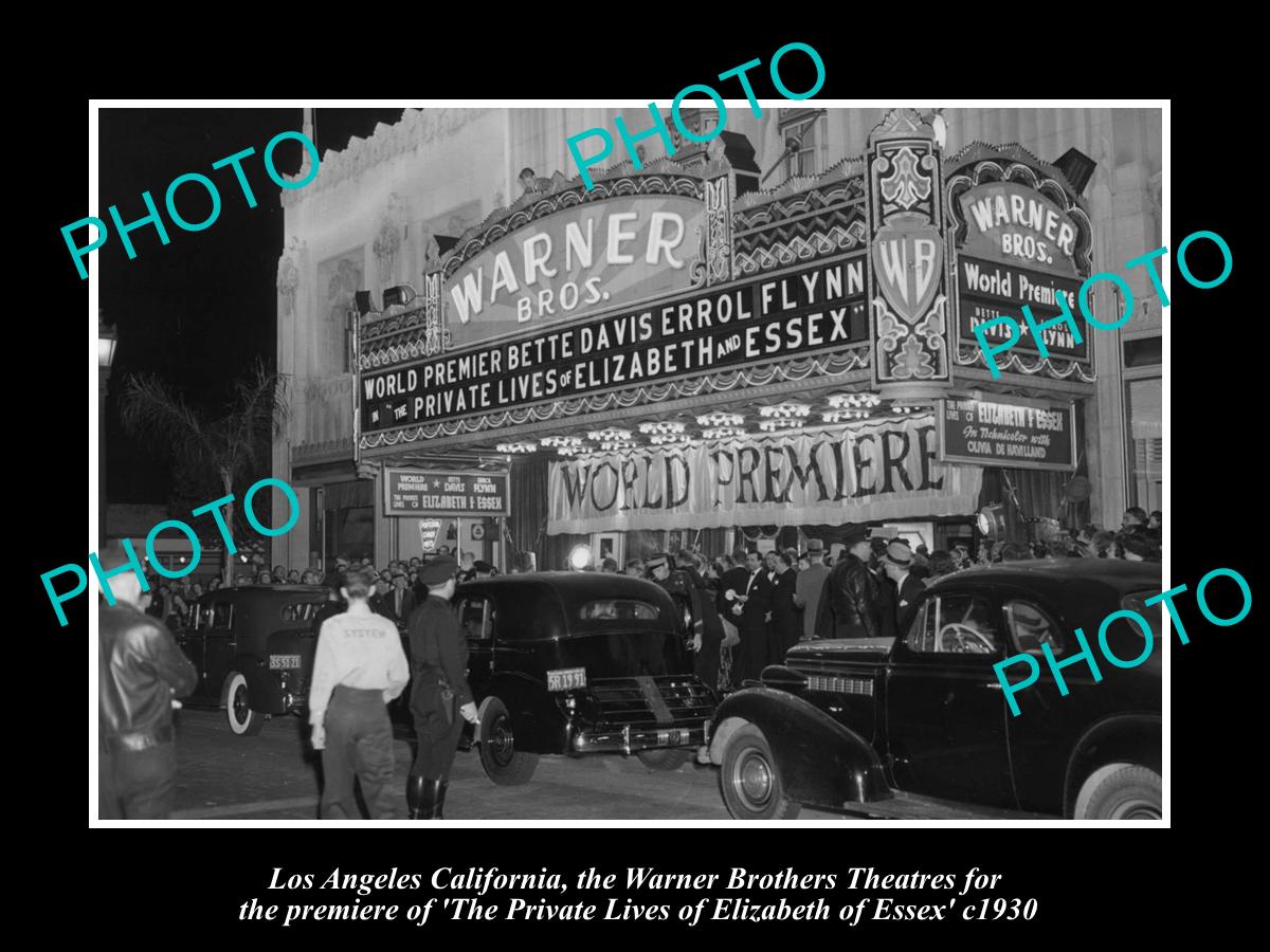 OLD HISTORIC PHOTO OF LOS ANGELES CALIFORNIA, THE WARNER BROTHERS THEATER c1930