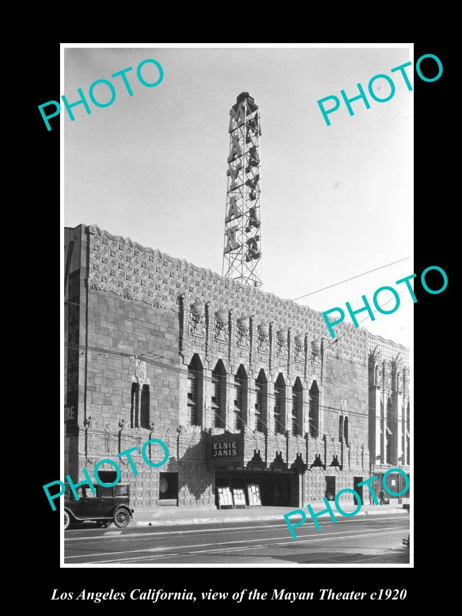 OLD HISTORIC PHOTO OF LOS ANGELES CALIFORNIA, VIEW OF THE MAYAN THEATER c1920