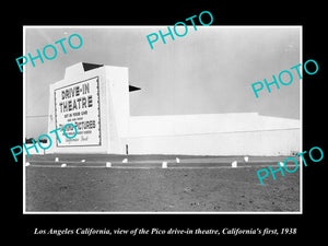 OLD HISTORIC PHOTO OF LOS ANGELES CALIFORNIA, THE 1st LA PICO DRIVE IN c1938