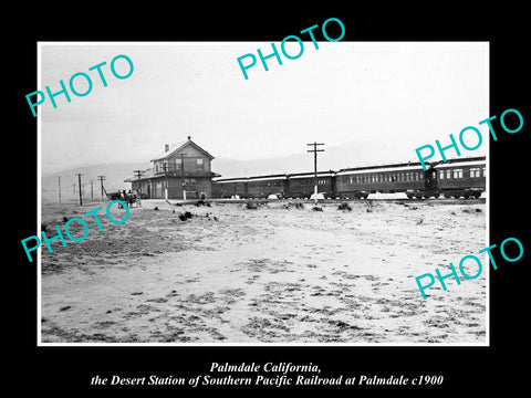 OLD LARGE HISTORIC PHOTO OF PALMDALE CALIFORNIA, VIEW OF THE RAILROAD DEPOT 1900