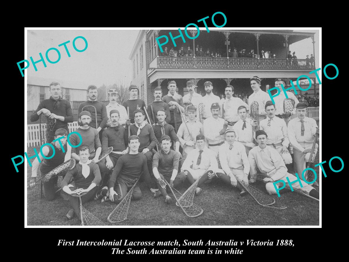 OLD LARGE HISTORIC PHOTO OF THE SOUTH AUSTRALIA v VICTORIA LACROSSE TEAM c1888