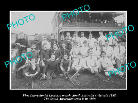 OLD LARGE HISTORIC PHOTO OF THE SOUTH AUSTRALIA v VICTORIA LACROSSE TEAM c1888