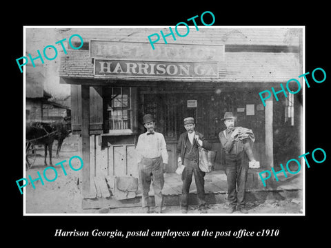 OLD LARGE HISTORIC PHOTO OF HARRISON GEORGIA, VIEW OF THE TOWN POST OFFICE c1910