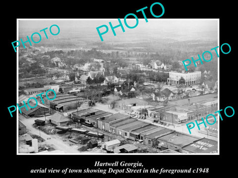 OLD LARGE HISTORIC PHOTO OF HARTWELL GEORGIA, AERIAL VIEW OF THE TOWN c1948 1