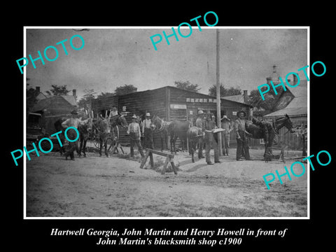 OLD LARGE HISTORIC PHOTO OF HARTWELL GEORGIA, THE BLACKSMITH SHOP c1900